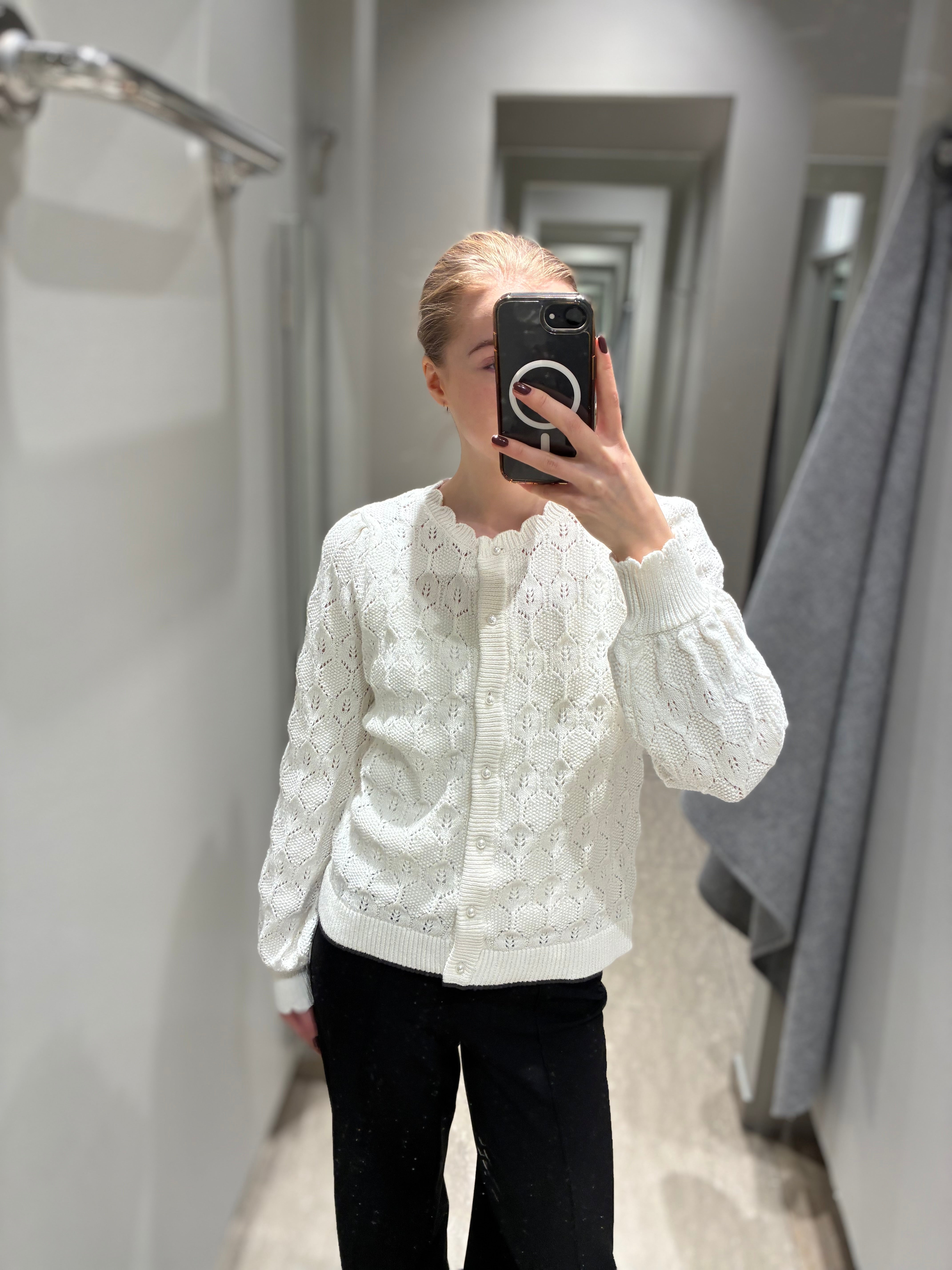 VILOWEN Knit Cardigan - Cloud Dancer